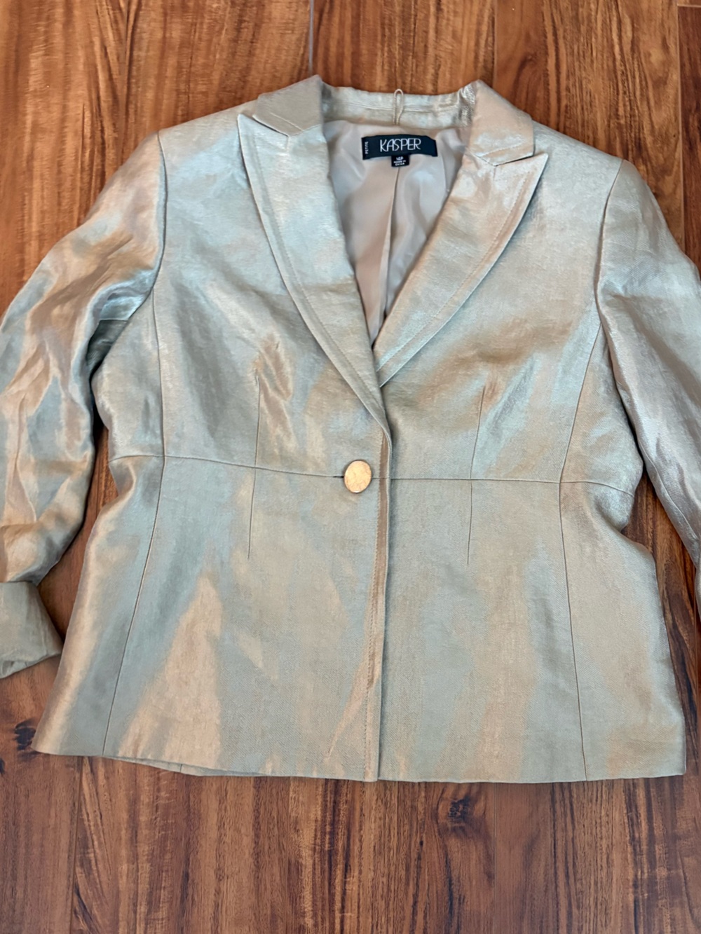Kasper Metallic Gold Single-Button Blazer